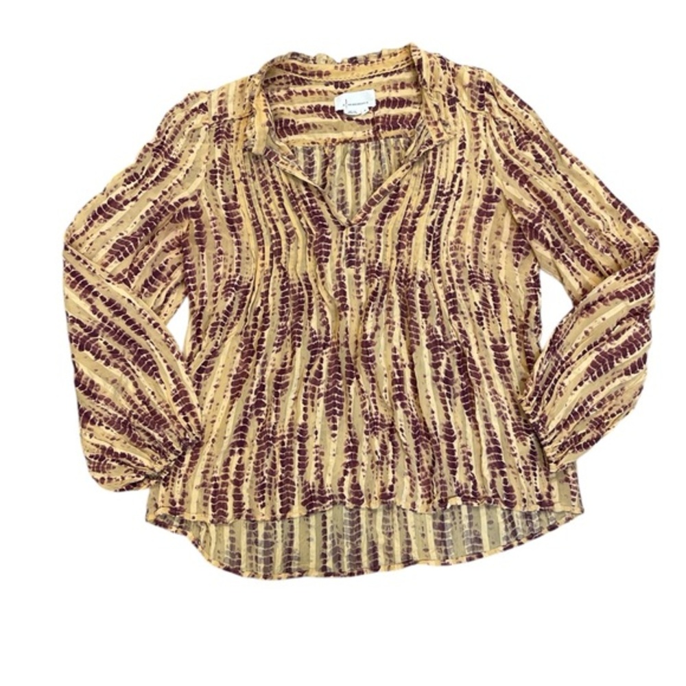 Anthropologie Sheer Printed Blouse